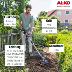 AL-KO Akku-Bodenhacke 18 VTL 1820 inkl Akku