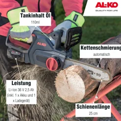 AL-KO Akku-Kettensäge 18 V CS 1825