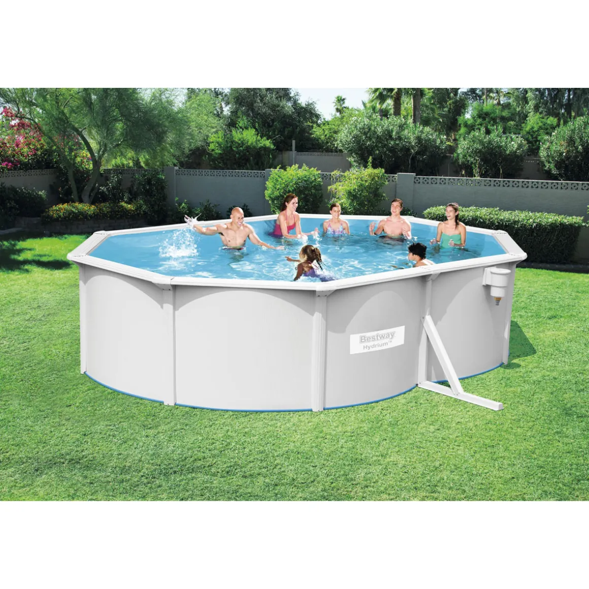Bestway Stahlwandpool-Set Hydrium oval grau 500 x 120 x 360 cm