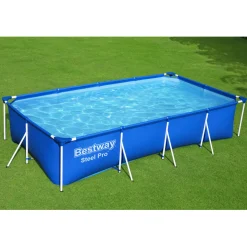 Bestway Steel Pro Frame Pool-Set mit Filterpumpe 400 x 211 x 81 cm blau eckig
