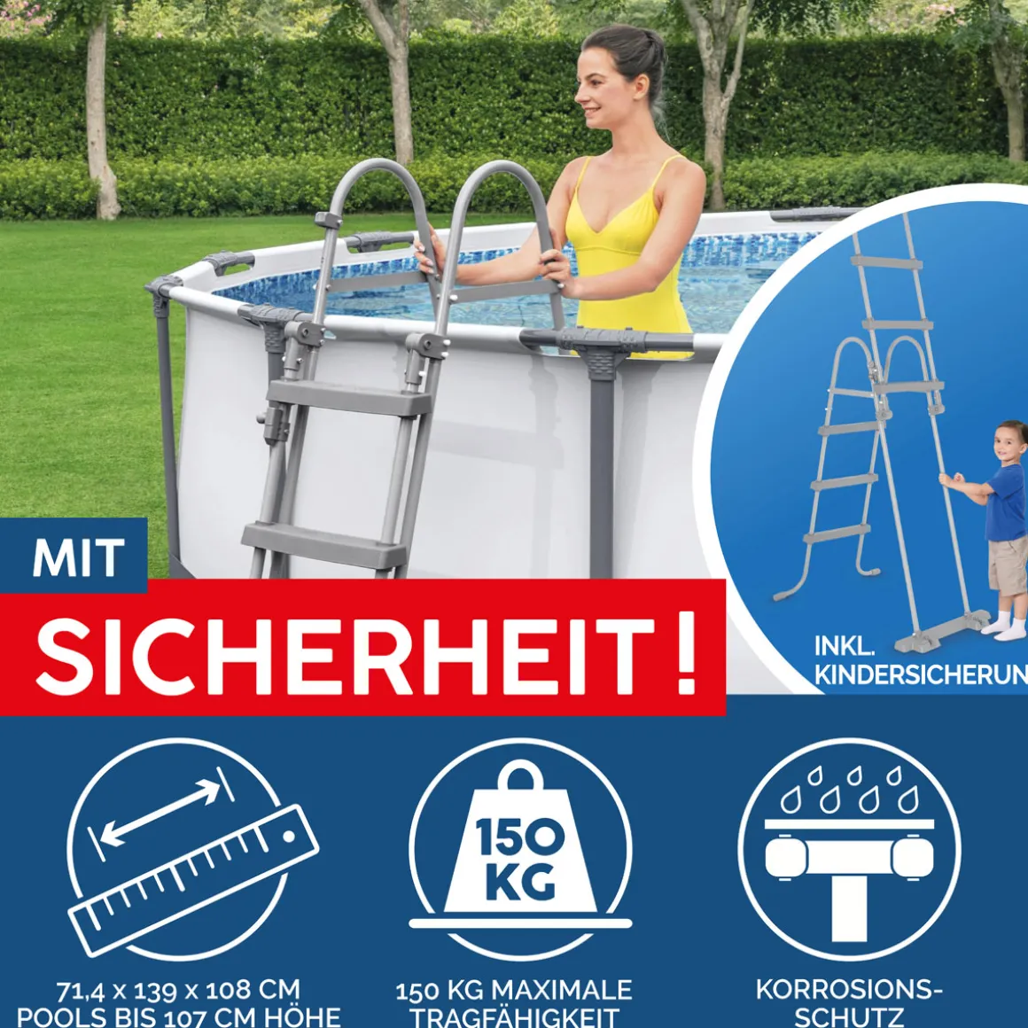 Bestway Steel Pro Max Frame-Pool-Set mit Filterpumpe Durchmesser 366 x 100 cm grau