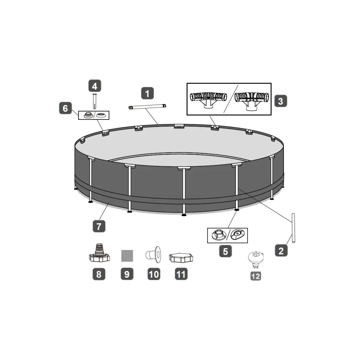 Bestway Steel Pro Max Frame-Pool-Set mit Filterpumpe Durchmesser 366 x 100 cm grau