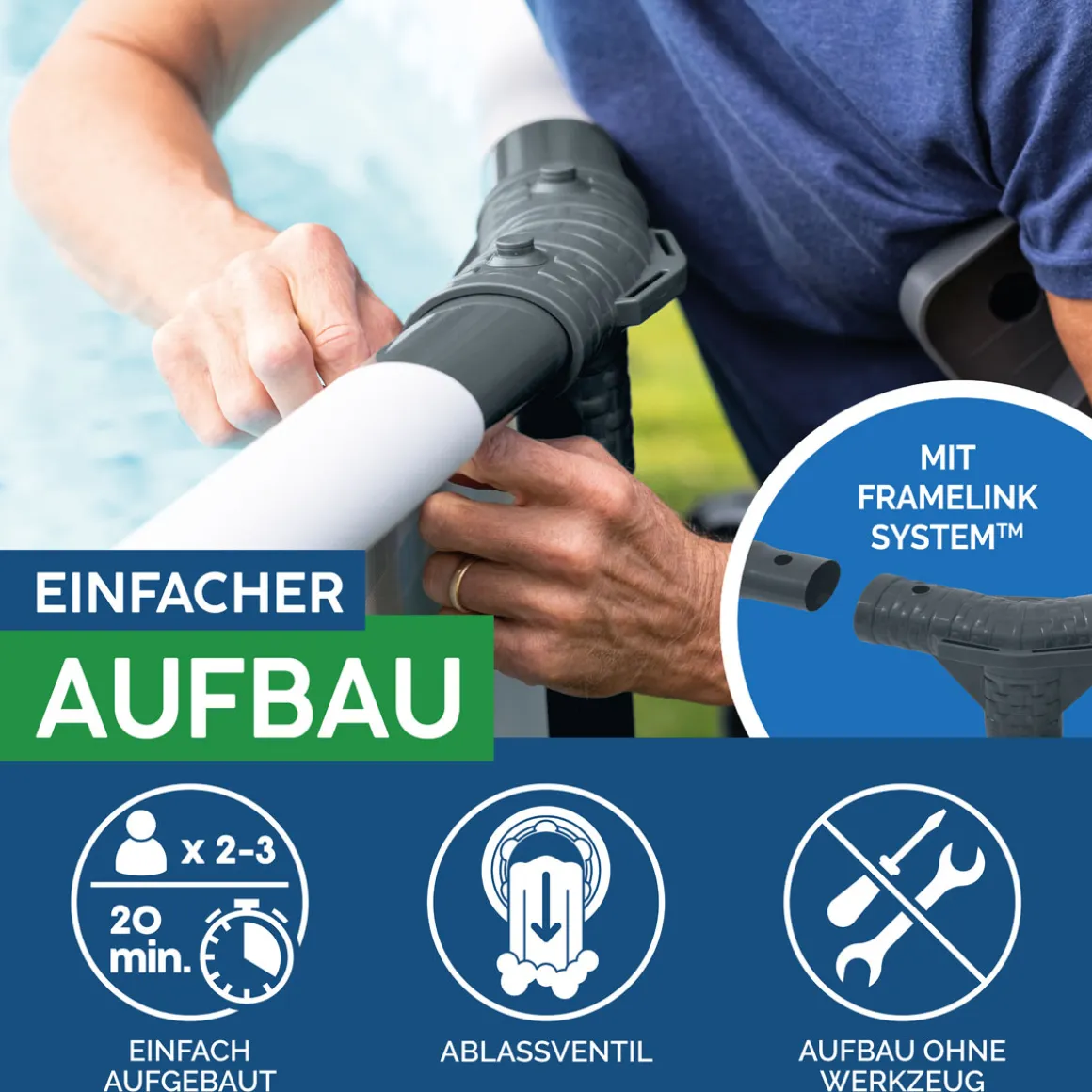 Bestway Steel Pro Max Frame-Pool-Set mit Filterpumpe Durchmesser 366 x 100 cm grau