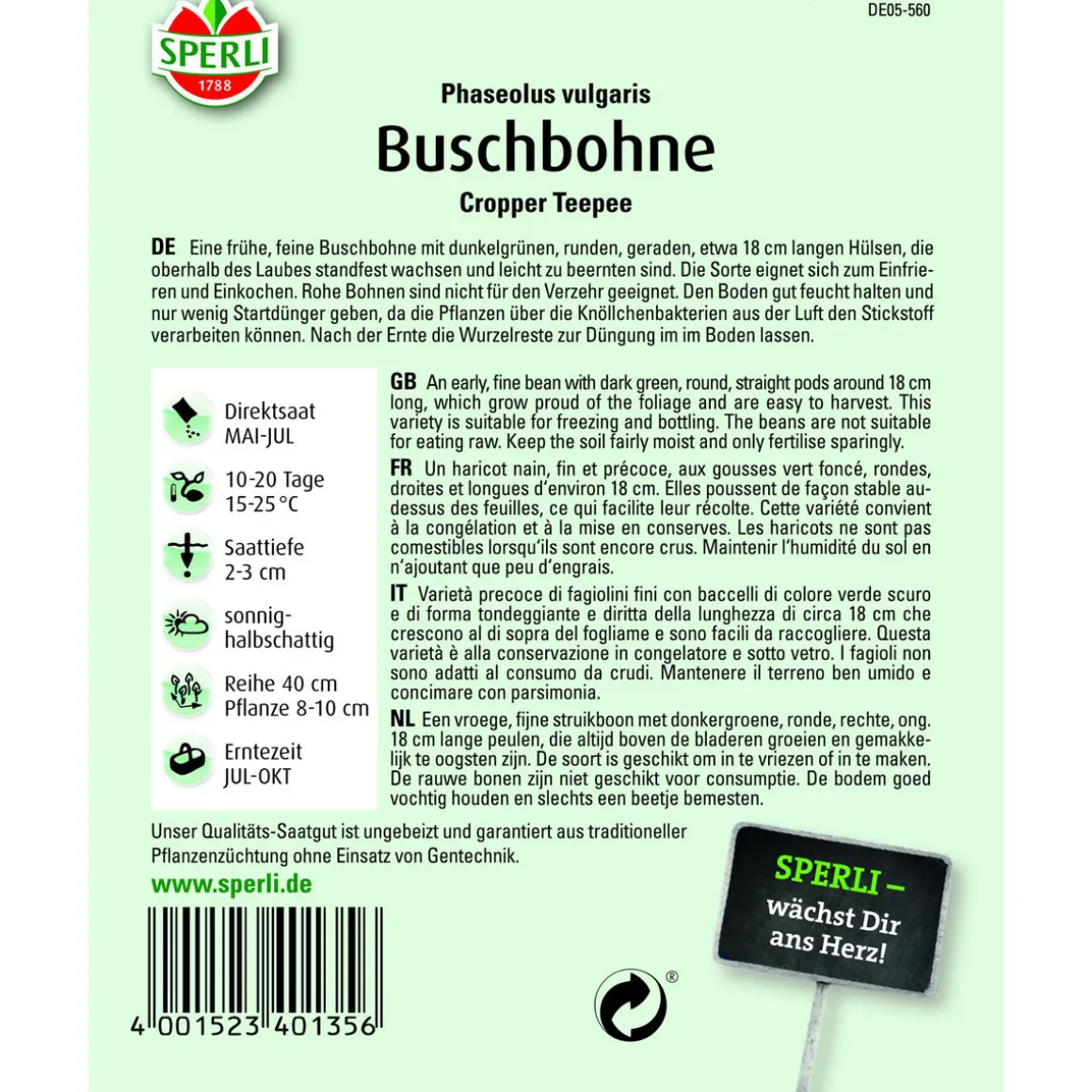 Buschbohne Cropper Teepee