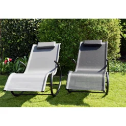 Chillroi Schaukelgartenstuhl grau Gartenliege Liegestuhl Sonnenliege