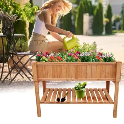 Coemo Hochbeet Kräuterbeet mit Pflanzfolie 120 x 40 x 90 cm