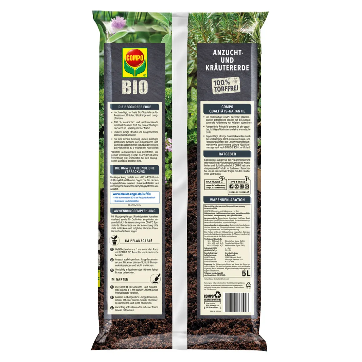 Compo BIO Anzucht- und Kraeutererdetorffrei 5 L
