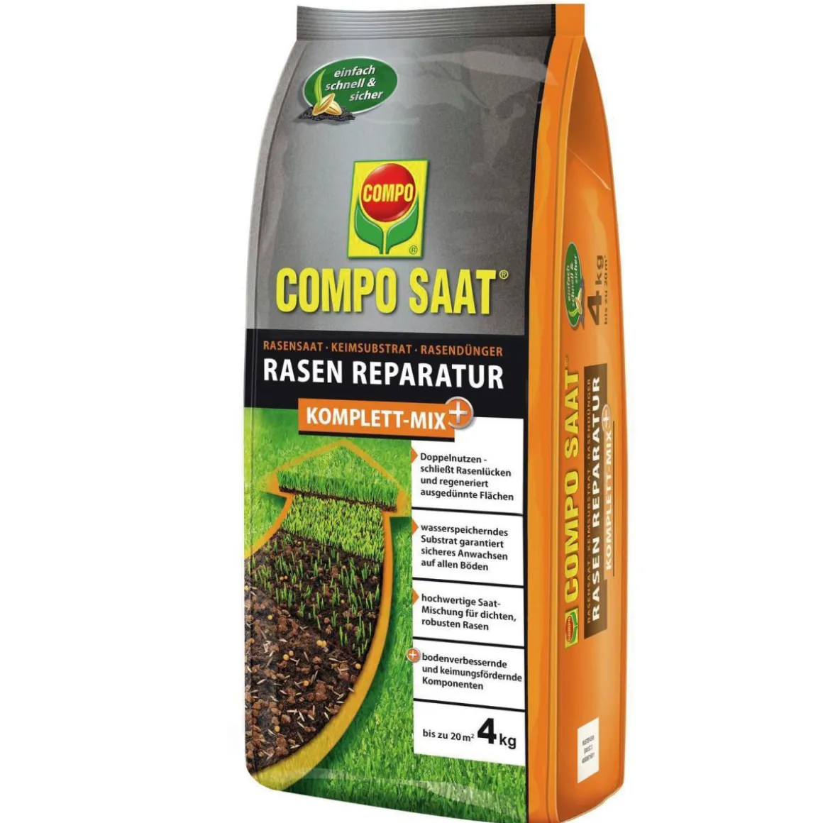 Compo SAAT Rasen Reparatur Komplett-Mix und 4 kg für bis zu 20 m²
