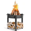 CookKing Feuerschale Montana 80 hoch inkl. Holzlager 88x80cm Schwarz