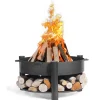CookKing Feuerschale Montana 60 inkl. Holzlager 68x45cm Schwarz