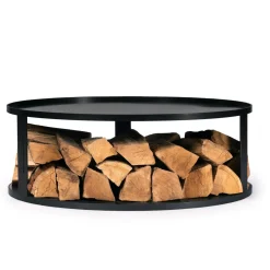 CookKing Feuerschalenbasis & Holzlager 82x30cm Schwarz