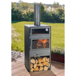 CookKing Terrassenofen Vento Plus inkl. Pizzaofen 50x50x150cm Schwarz