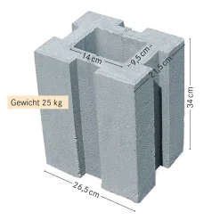 Diephaus Pfostenfundamentstein 34 x 26,5 x 21,5 cm