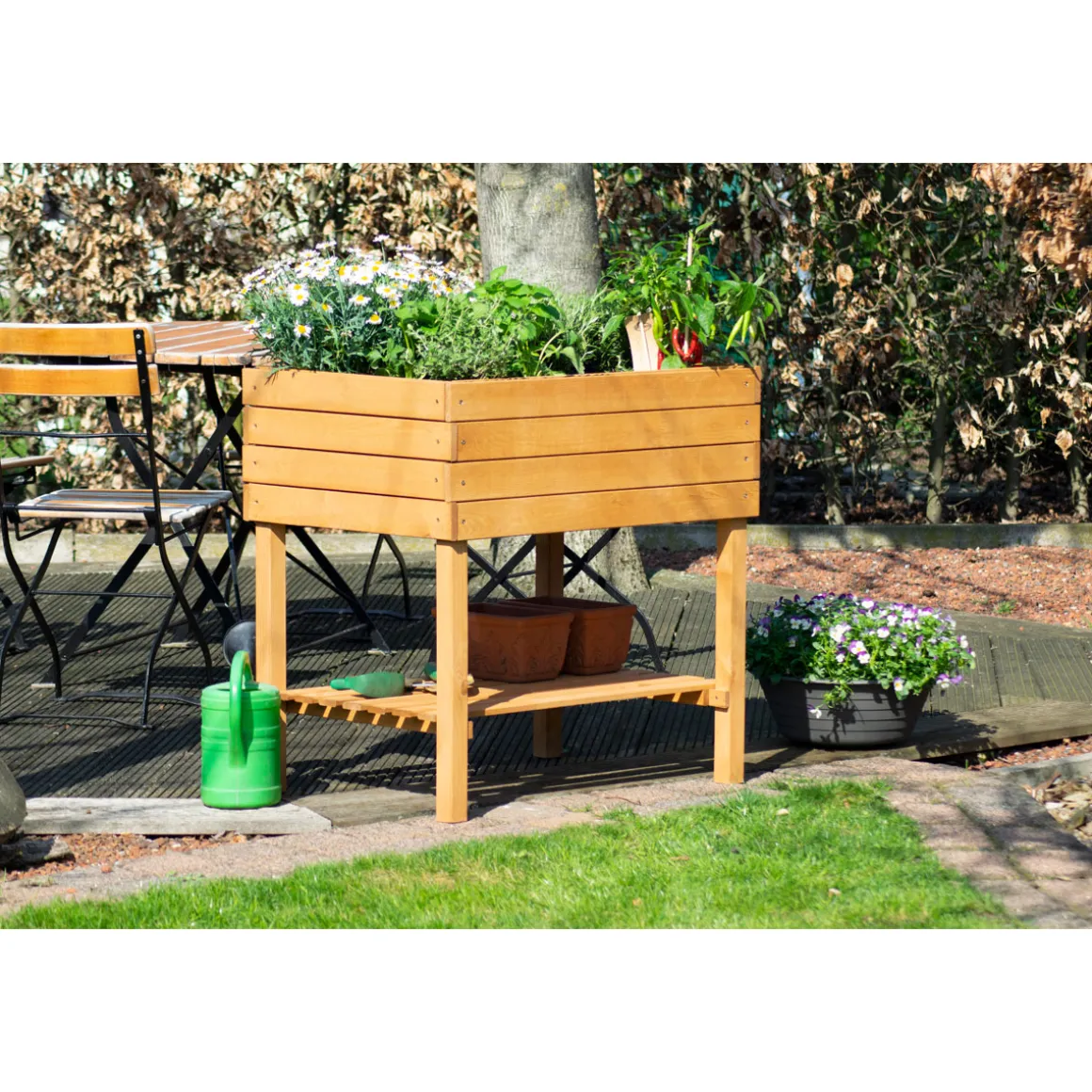 dobar Breites Hochbeet 80 x 80 x 58 cm braun