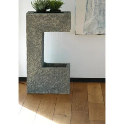 dobar Design-Gartenbrunnen mit Pflanzkasten 20,5 x 70 x 39 cm grau