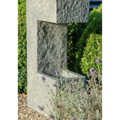 dobar Design-Gartenbrunnen mit Pflanzkasten 20,5 x 70 x 39 cm grau