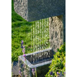 dobar Design-Gartenbrunnen mit Pflanzkasten 20,5 x 70 x 39 cm grau