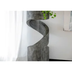 dobar Design-Gartenbrunnen mit LEDs Durchmesser 31,5 x 79,5 cm grau