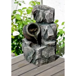 dobar Design-Zimmerbrunnen 16,2 x 27 x 17,2 cm grau