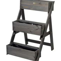 dobar Dreistufige Pflanztreppe 70 x 90 x 60 cm grau