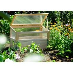 dobar Frühbeet mit Pflanzkasten beige 76 x 40 x 50 cm