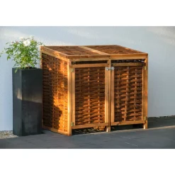 dobar Holz-Mülltonnenbox 125 x 80 x 115 cm braun