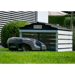 dobar Mährobotergarage 78,5 x 74 x 52,5 cm weiß-schwarz