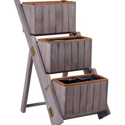 dobar Pflanztreppe ausklappbar 41 x 85 x 55 cm grau Kiefer grau