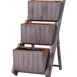 dobar Pflanztreppe ausklappbar 41 x 85 x 55 cm grau Kiefer grau