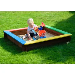 dobar Sandkasten mit Sitzflächen 117 x 18 x 117 cm mehrfarbig