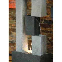 dobar XL Design-Gartenbrunnen mit LEDs 21,5 x 90,5 x 40,5 cm grau