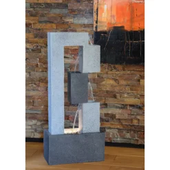 dobar XL Design-Gartenbrunnen mit LEDs 21,5 x 90,5 x 40,5 cm grau