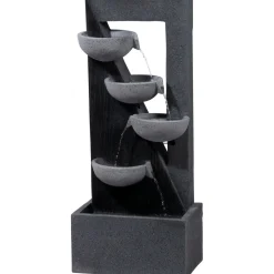 dobar XL Design-Gartenbrunnen mit LEDs 40 x 92 x 25 cm grau