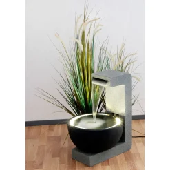 dobar XL Design-Gartenbrunnen mit LEDs 52 x 65 x 44 cm grau