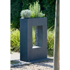 dobar XL Design-Gartenbrunnen mit Pflanzkasten 76 x 54,5 x 19 cm dunkelgrau
