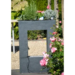dobar XL Design-Gartenbrunnen mit Pflanzkasten 76 x 54,5 x 19 cm dunkelgrau