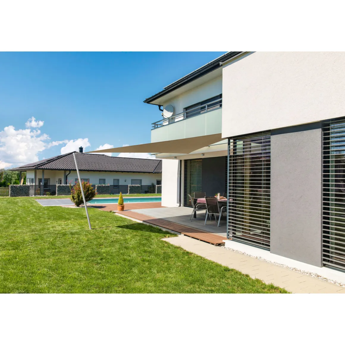 Dreieck-Segel Cannes 5 x 5 x 5 m taupe