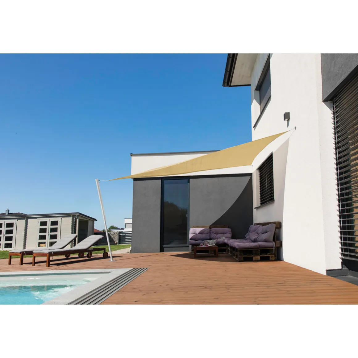 Dreieck-Segel Capri 4 x 4 x 4 m champagner