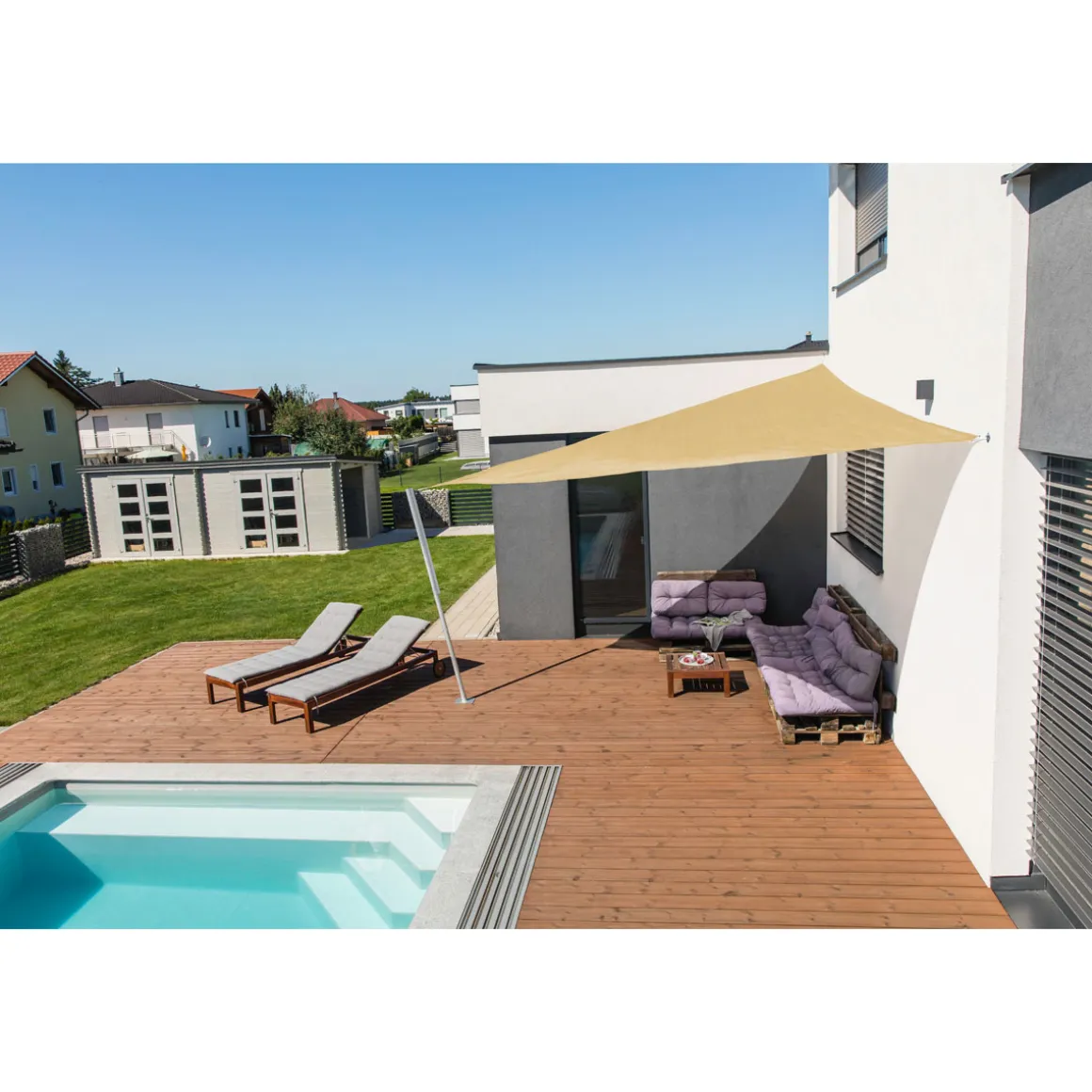 Dreieck-Segel Capri 4 x 4 x 4 m champagner