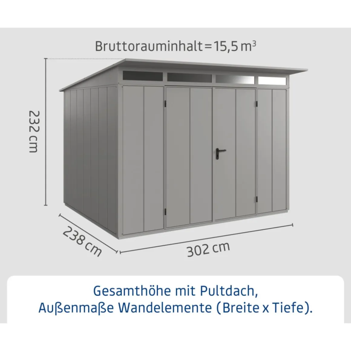 EcoStar Gerätehaus Elegant-PTyp 3RAL9007 2 flg