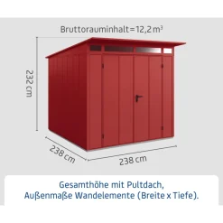 EcoStar Gerätehaus Elegant-PTyp 2RAL3004 2 flg