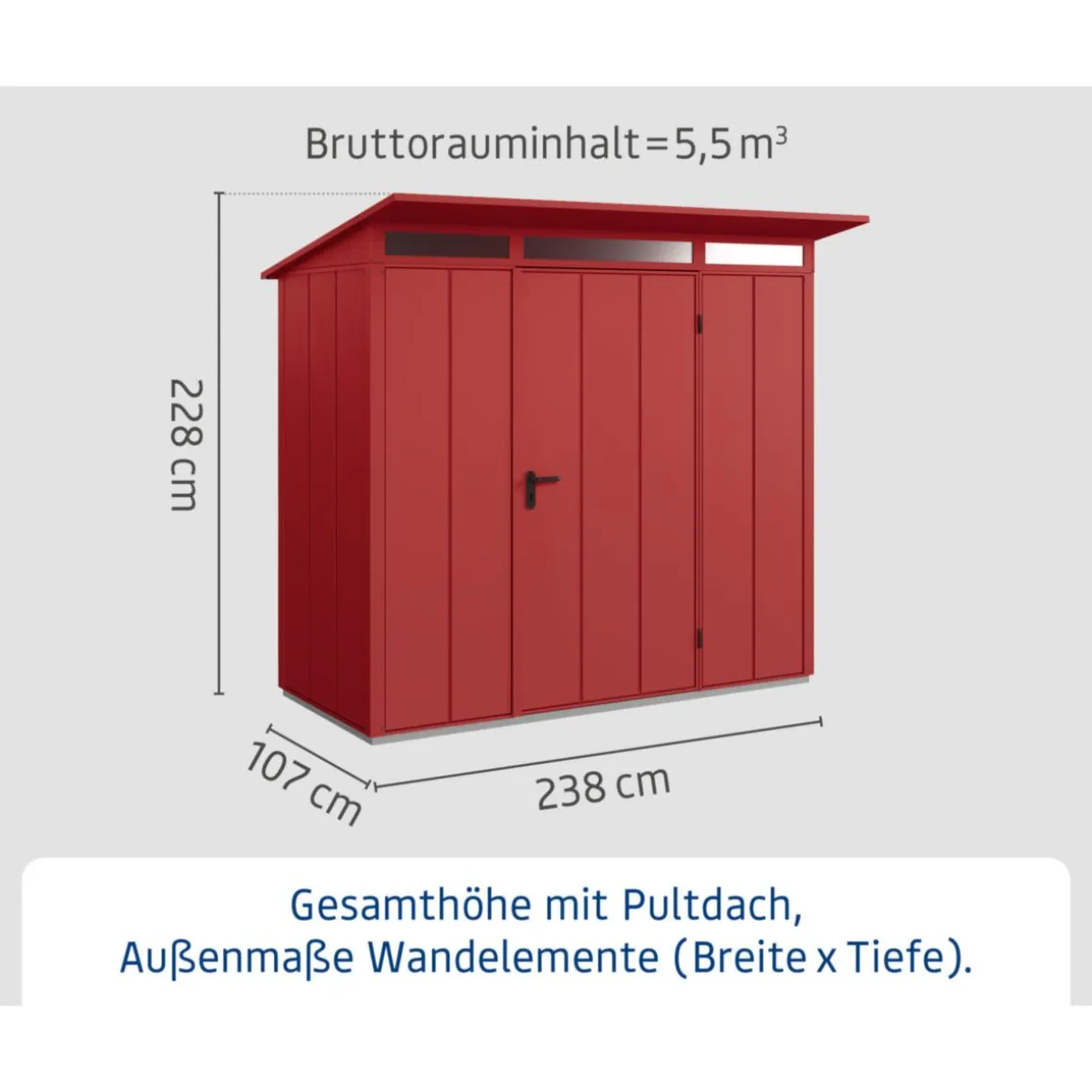 EcoStar Gerätehaus Elegant-PTyp 1RAL3004 1 flg