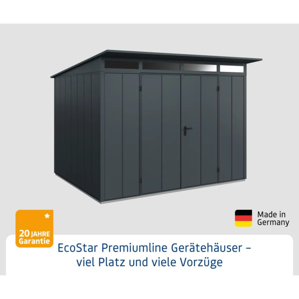 EcoStar Gerätehaus Elegant-PTyp 3RAL7016 2 flg