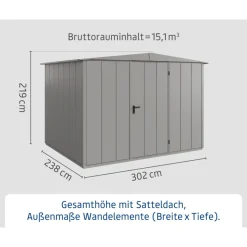 EcoStar Gerätehaus Elegant-STyp 3RAL9007 1 flg