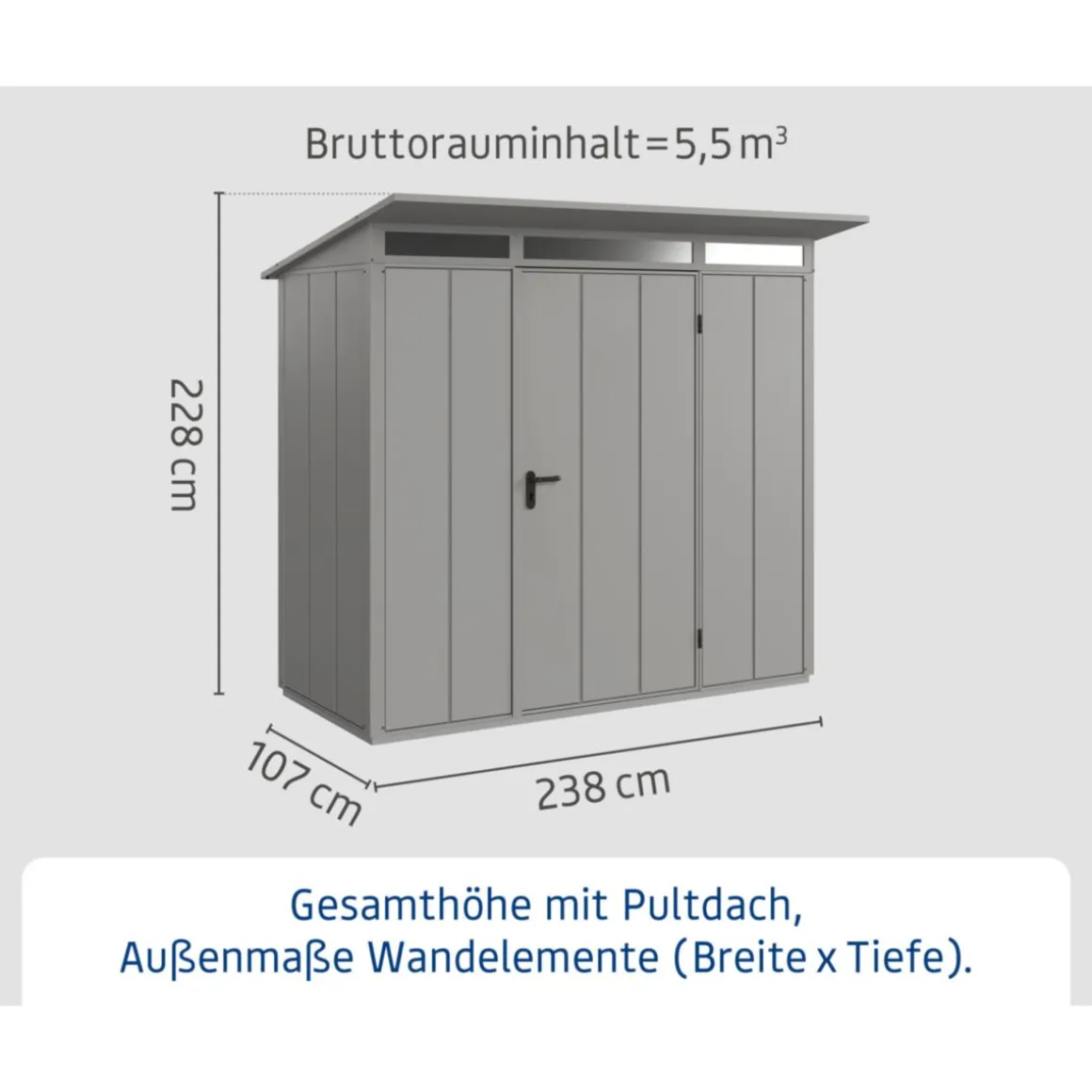 EcoStar Gerätehaus Elegant-PTyp 1RAL9007 1 flg