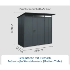 EcoStar Gerätehaus Elegant-PTyp 1RAL7016 1 flg