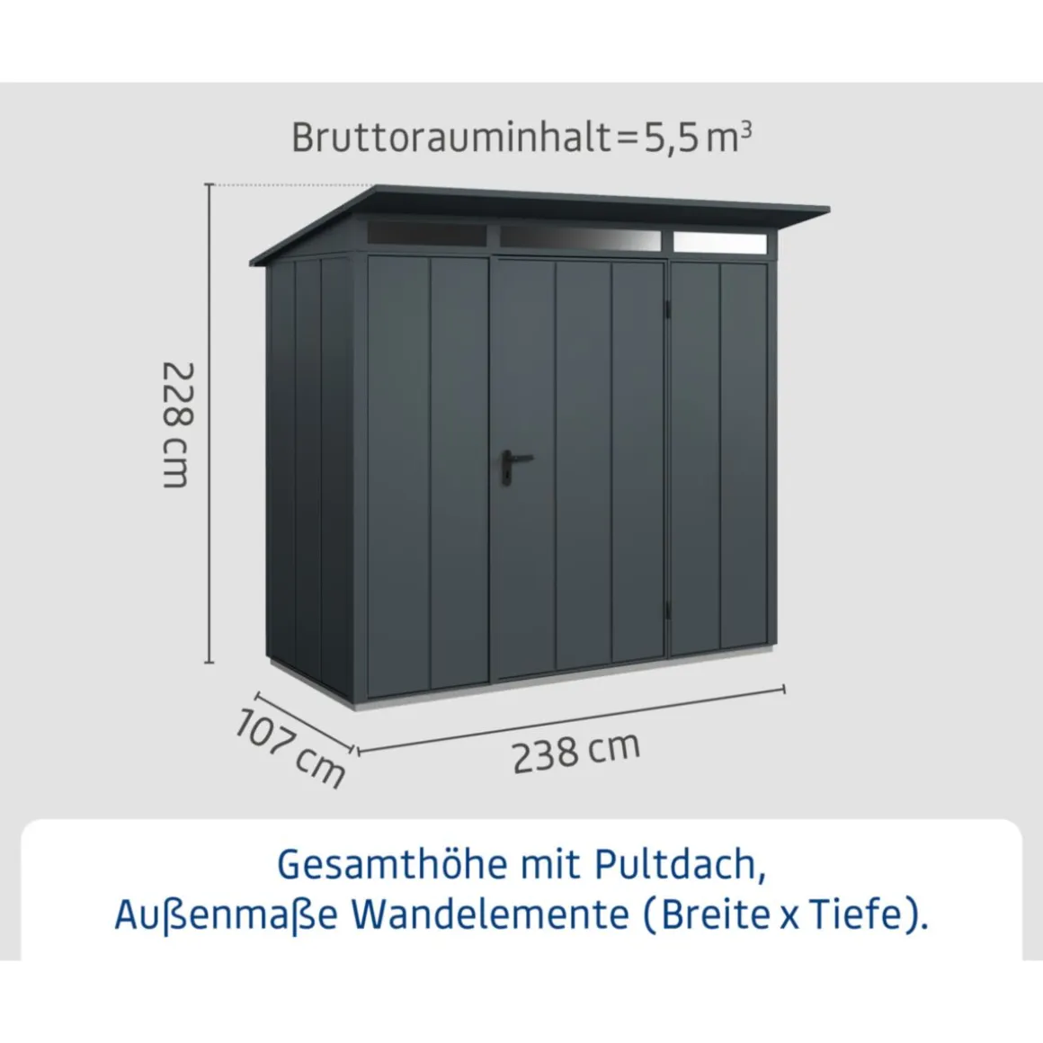 EcoStar Gerätehaus Elegant-PTyp 1RAL7016 1 flg