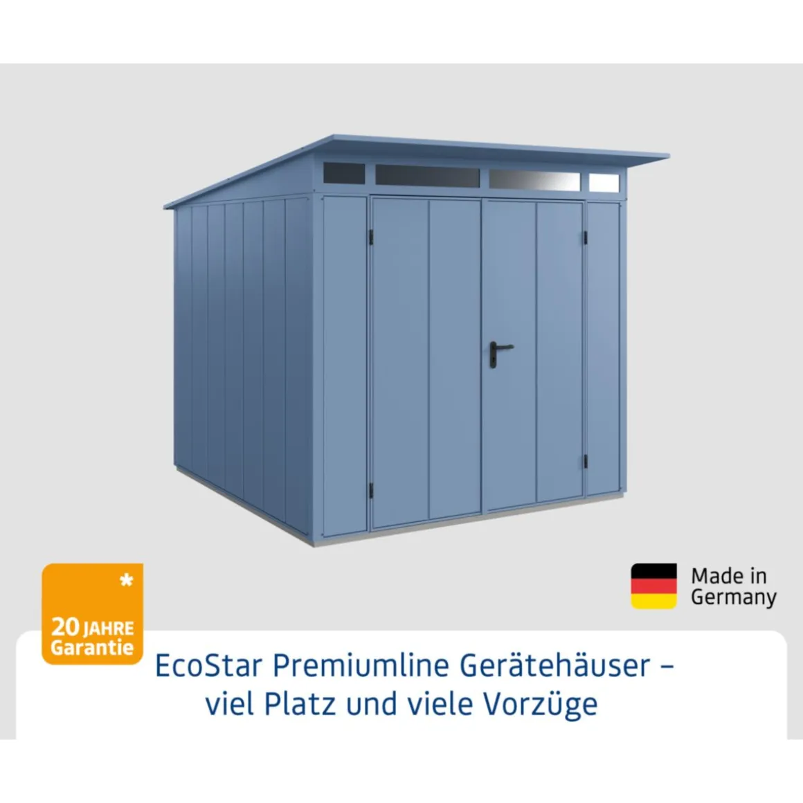 EcoStar Gerätehaus Elegant-PTyp 2RAL5014 2 flg