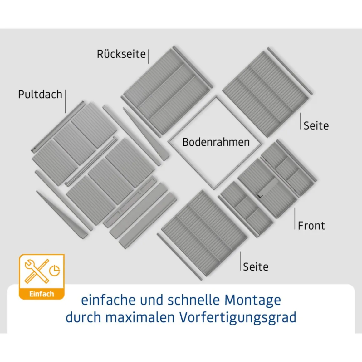EcoStar Gerätehaus Elegant-PTyp 2RAL5014 2 flg