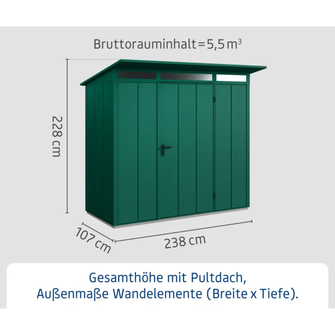 EcoStar Gerätehaus Elegant-PTyp 1RAL6005 1 flg